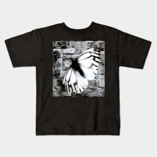 Butterfly Black and White Spray Paint Wall Kids T-Shirt